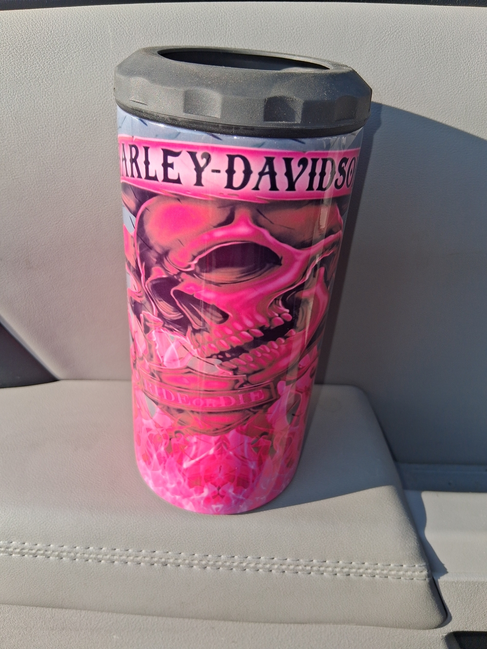 Harley-Davidson Pink and Black Skull Travel Mug